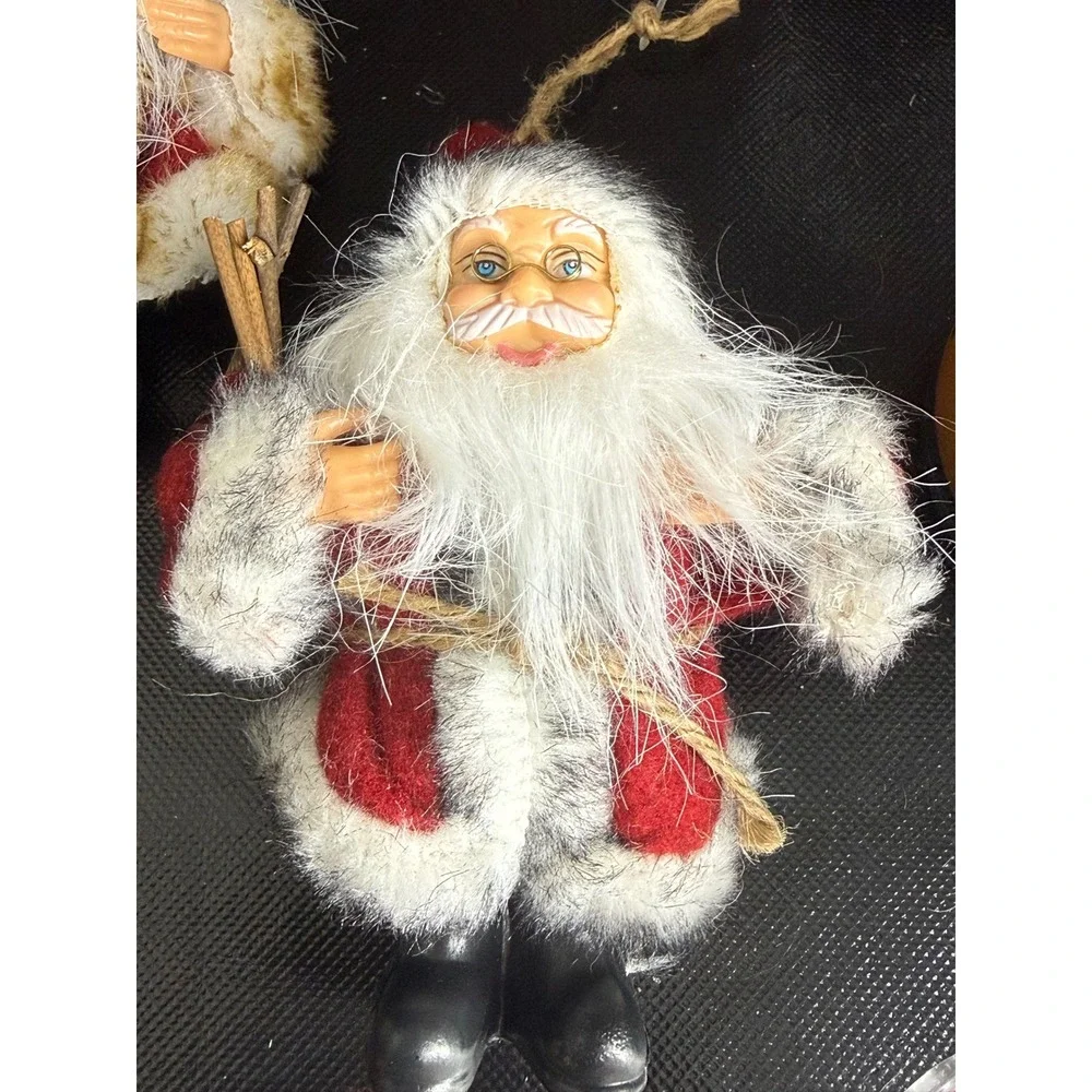 Lot of 8 Holiday Time‎ Santa Claus Christmas Ornaments Red White Faux Fur NWT